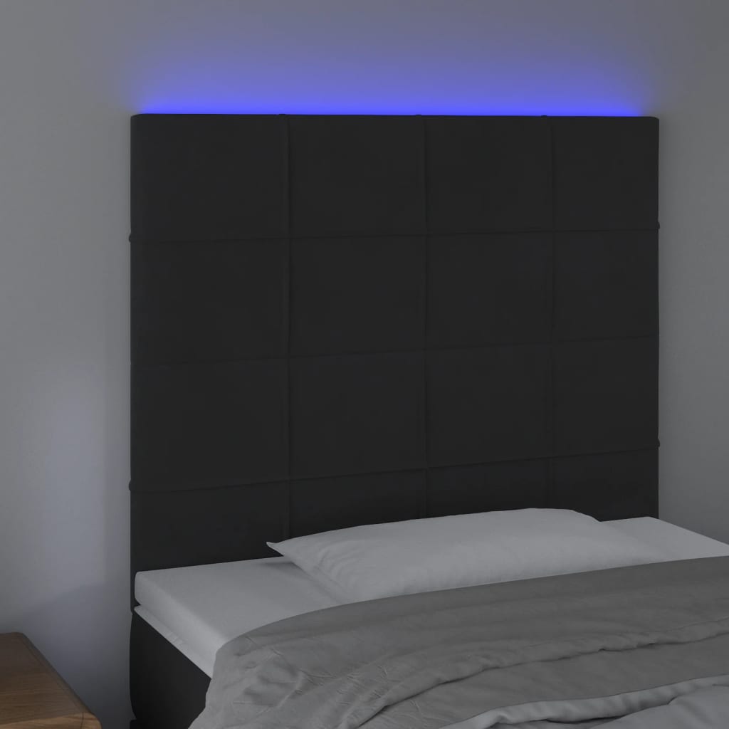 fekete bársony LED-es fejtámla 80x5x118/128 cm
