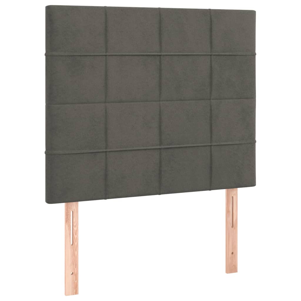 sötétszürke bársony LED-es fejtámla 90x5x118/128 cm