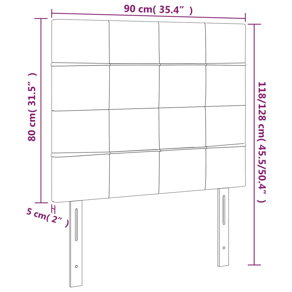 fekete bársony LED-es fejtámla 90x5x118/128 cm