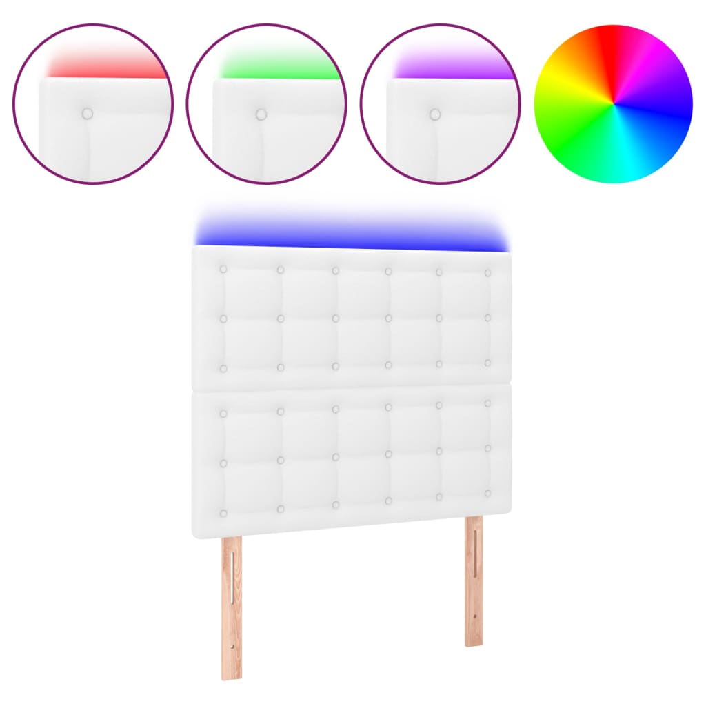 fehér műbőr LED-es fejtámla 80x5x118/128 cm