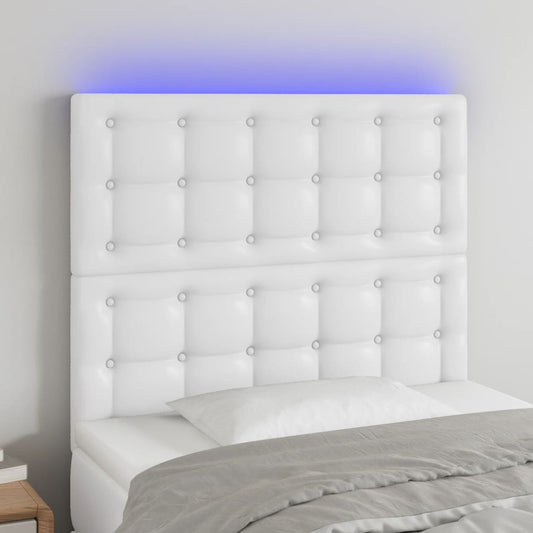 fehér műbőr LED-es fejtámla 80x5x118/128 cm