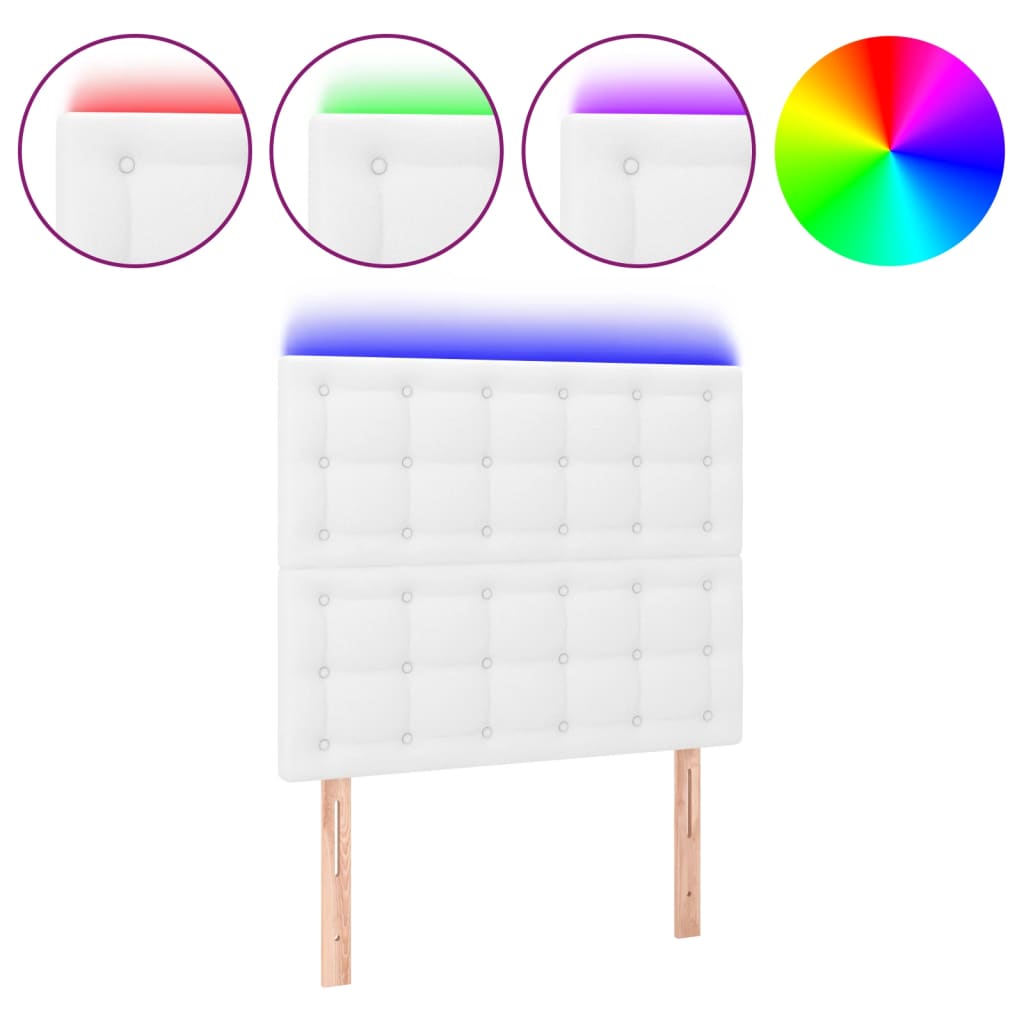 fehér műbőr LED-es fejtámla 90x5x118/128 cm