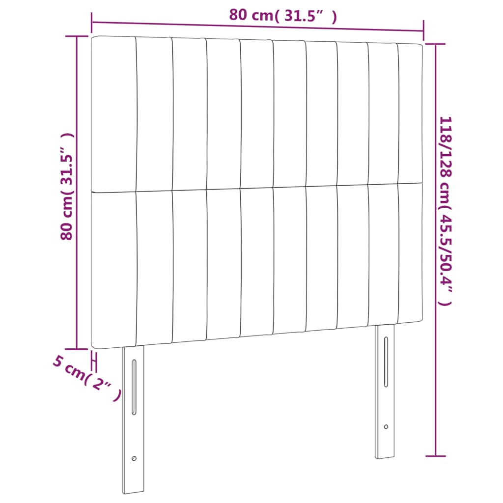 sötétszürke szövet LED-es fejtámla 80x5x118/128 cm