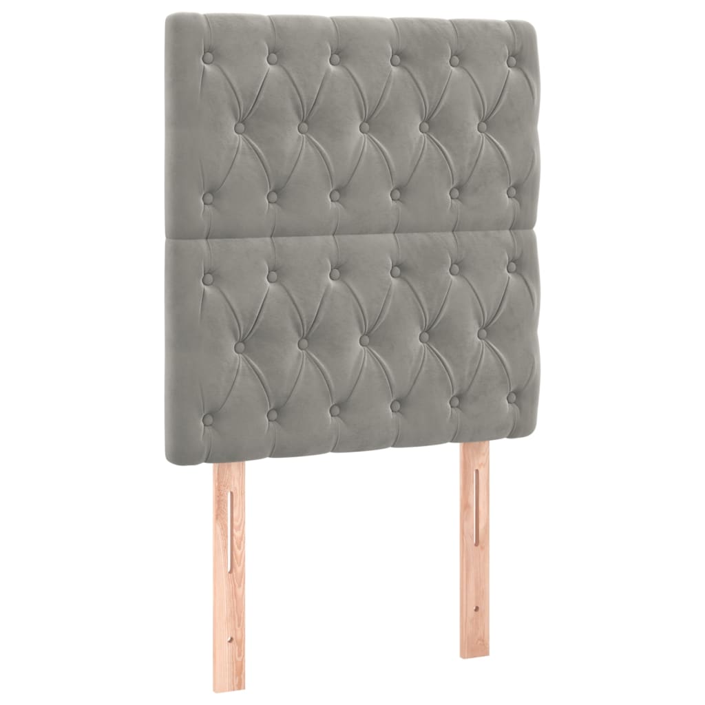 világosszürke bársony LED-es fejtámla 80x7x118/128 cm