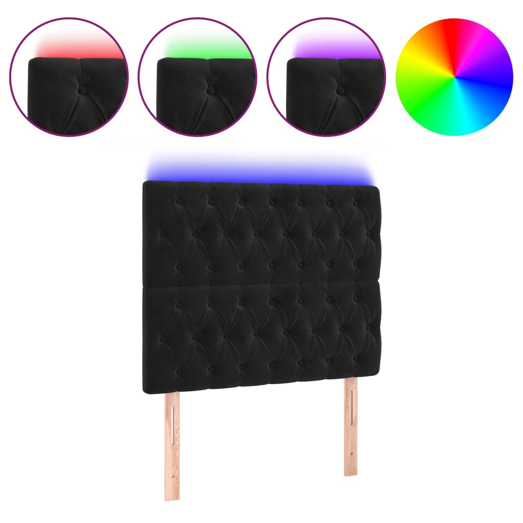fekete bársony LED-es fejtámla 100x7x118/128 cm