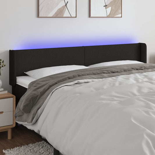 fekete szövet LED-es fejtámla 183 x 16 x 78/88 cm