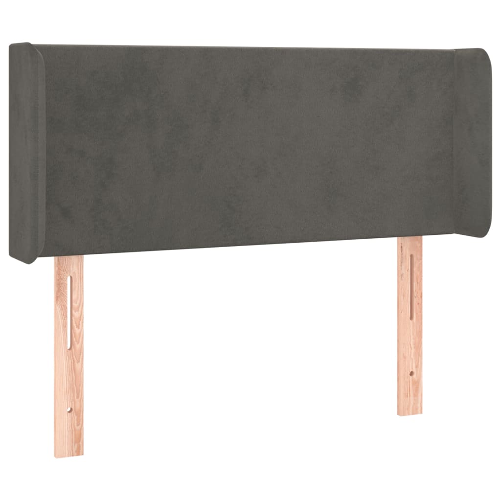sötétszürke bársony LED-es fejtámla 93 x 16 x 78/88 cm