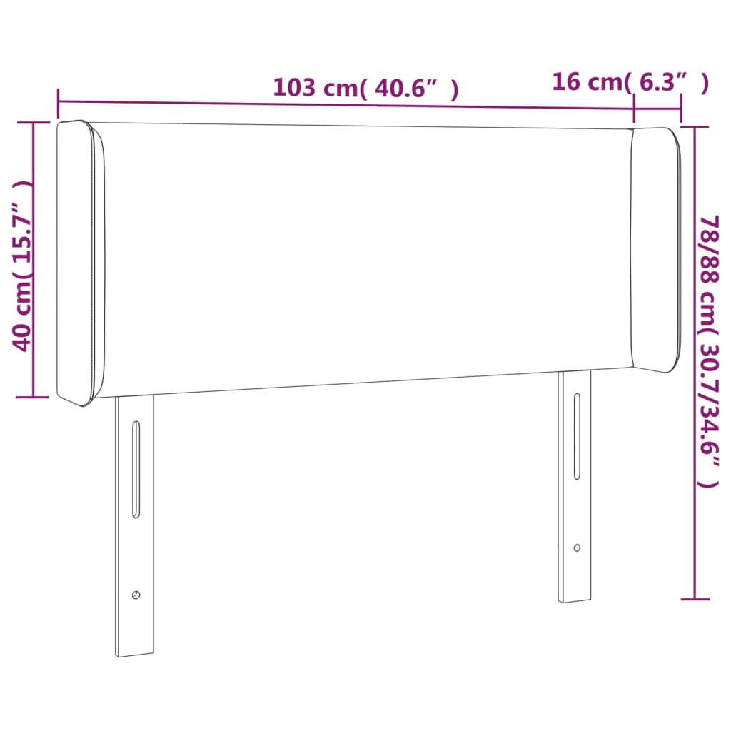 krémszínű műbőr LED-es fejtámla 103 x 16 x 78/88 cm