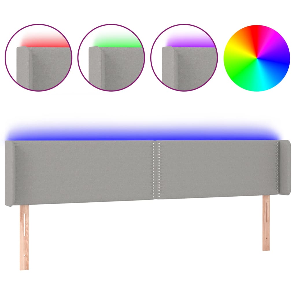 világosszürke szövet LED-es fejtámla 203 x 16 x 78/88 cm