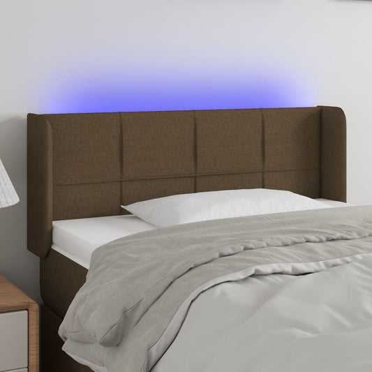 sötétbarna szövet LED-es fejtámla 83 x 16 x 78/88 cm