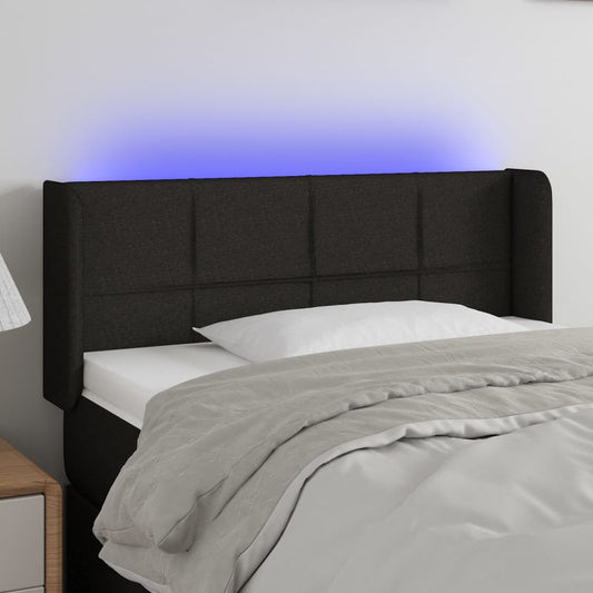 fekete szövet LED-es fejtámla 93 x 16 x 78/88 cm