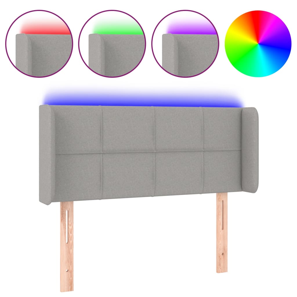 világosszürke szövet LED-es fejtámla 103 x 16 x 78/88 cm