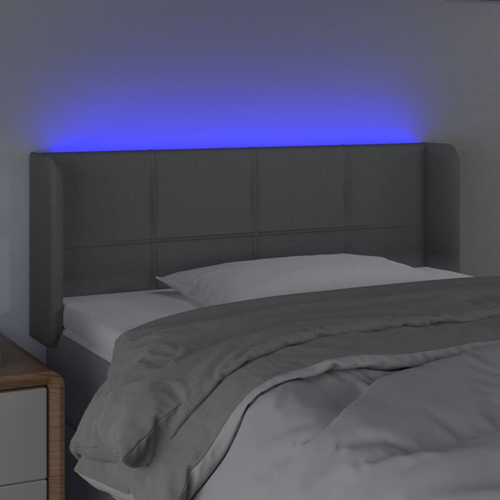 világosszürke szövet LED-es fejtámla 103 x 16 x 78/88 cm
