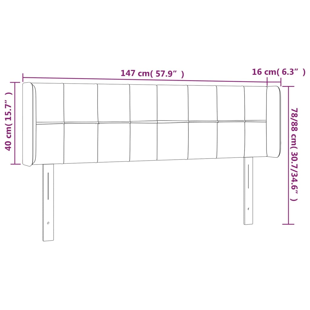 fekete szövet LED-es fejtámla 147 x 16 x 78/88 cm