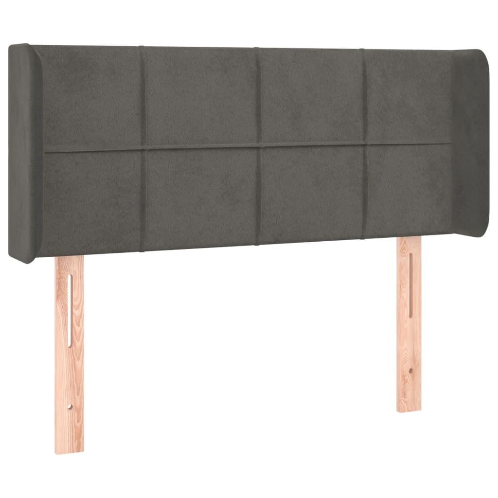 sötétszürke bársony LED-es fejtámla 93 x 16 x 78/88 cm