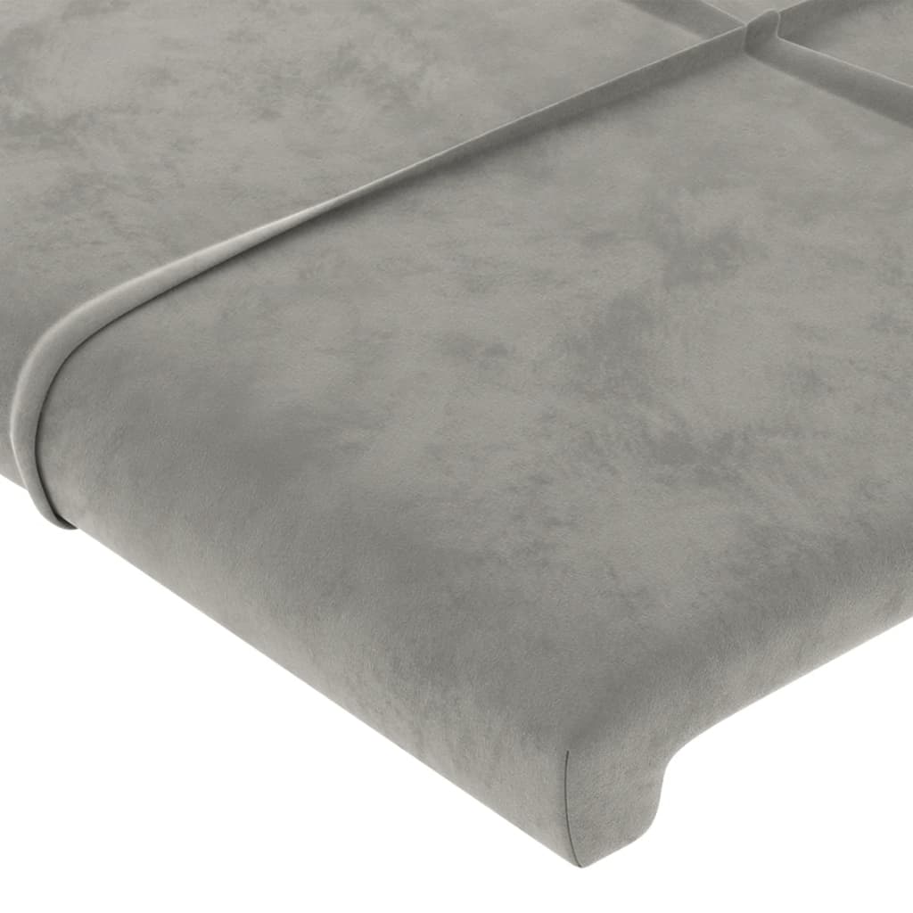 világosszürke bársony LED-es fejtámla 147 x 16 x 78/88 cm