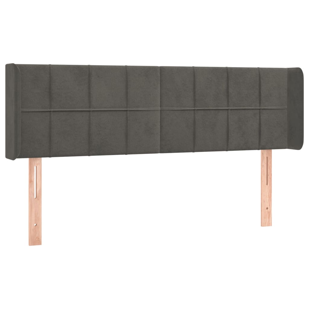 sötétszürke bársony LED-es fejtámla 147 x 16 x 78/88 cm