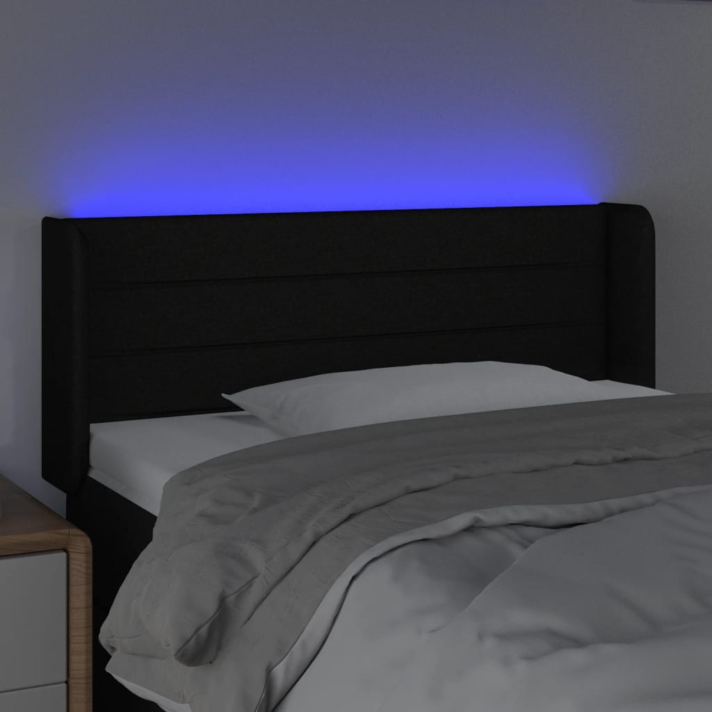 fekete szövet LED-es fejtámla 83 x 16 x 78/88 cm