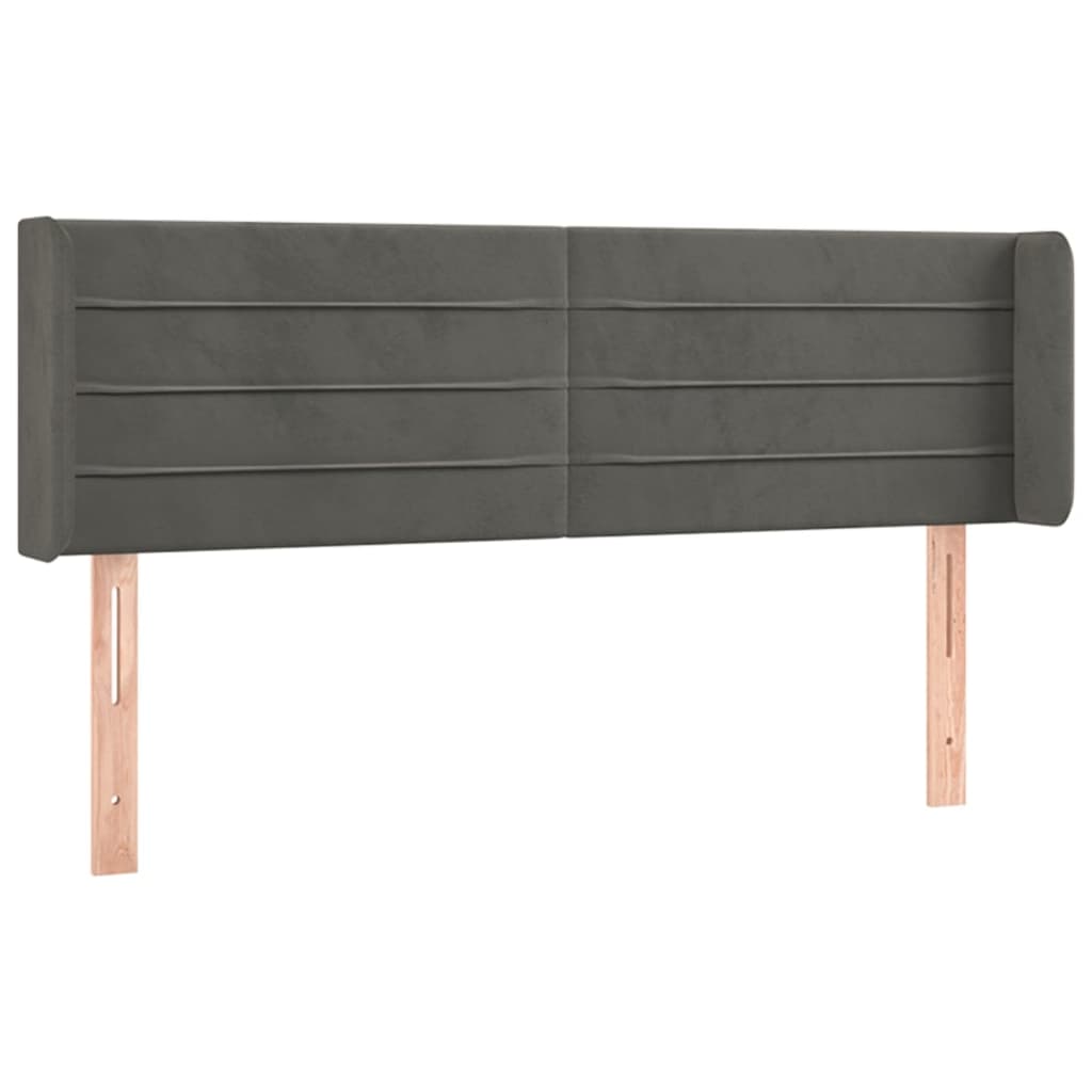 sötétszürke bársony LED-es fejtámla 147 x 16 x 78/88 cm