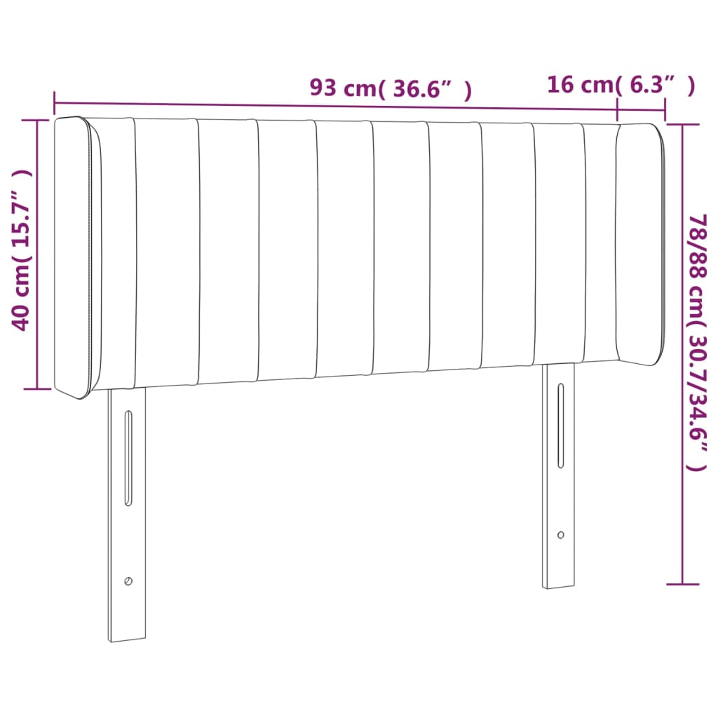 sötétszürke szövet LED-es fejtámla 93 x 16 x 78/88 cm