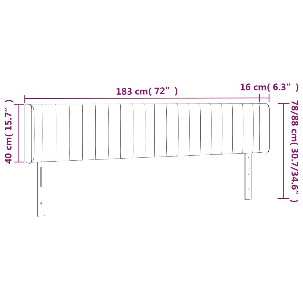 fekete szövet LED-es fejtámla 183 x 16 x 78/88 cm