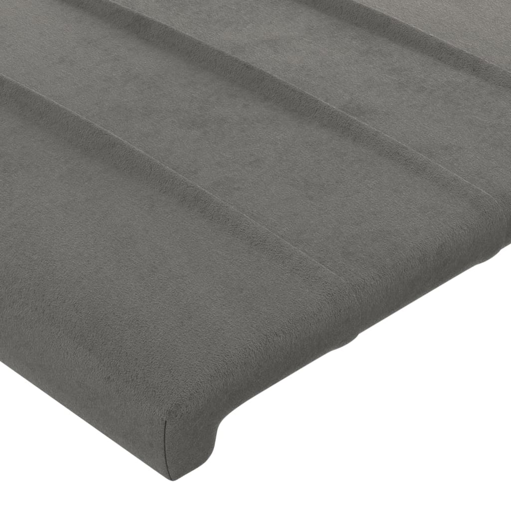 világosszürke bársony LED-es fejtámla 147 x 16 x 78/88 cm