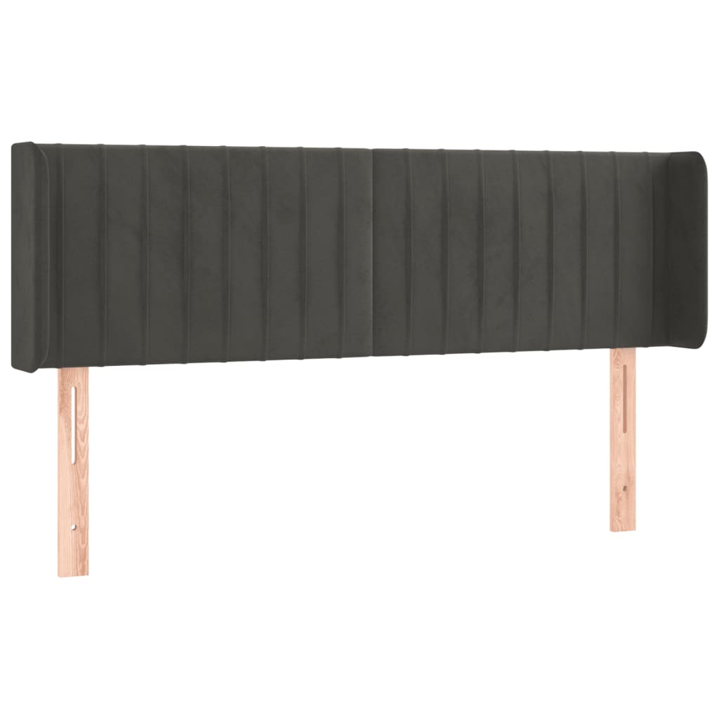 sötétszürke bársony LED-es fejtámla 147 x 16 x 78/88 cm