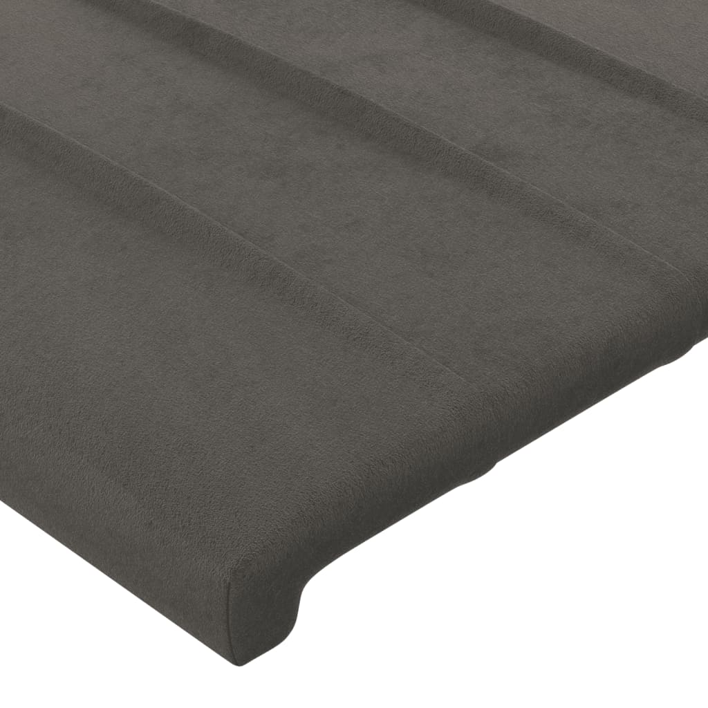 sötétszürke bársony LED-es fejtámla 147 x 16 x 78/88 cm