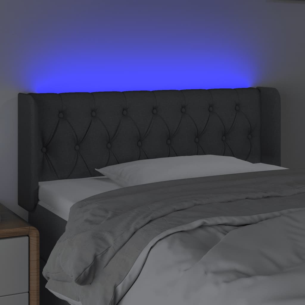 sötétszürke szövet LED-es fejtámla 103 x 16 x 78/88 cm