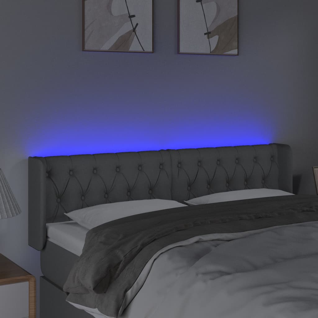 világosszürke szövet LED-es fejtámla 163 x 16 x 78/88 cm