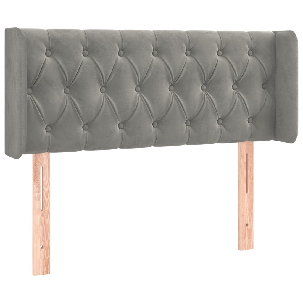 világosszürke bársony LED-es fejtámla 103 x 16 x 78/88 cm