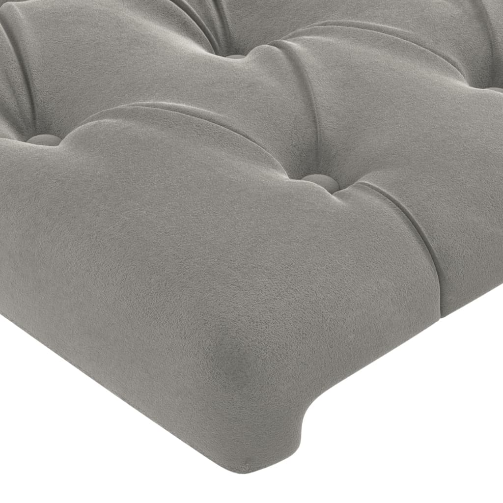 világosszürke bársony LED-es fejtámla 103 x 16 x 78/88 cm