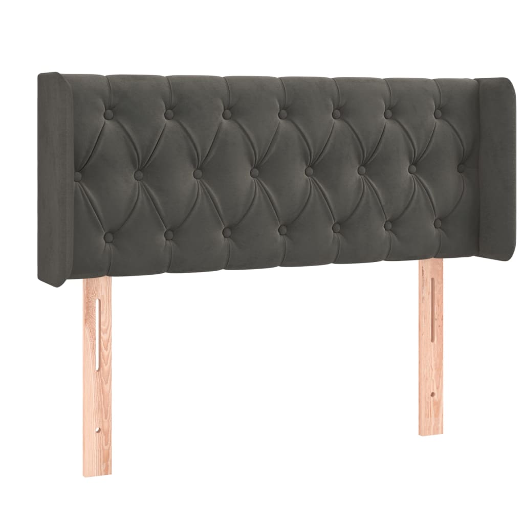 sötétszürke bársony LED-es fejtámla 103 x 16 x 78/88 cm