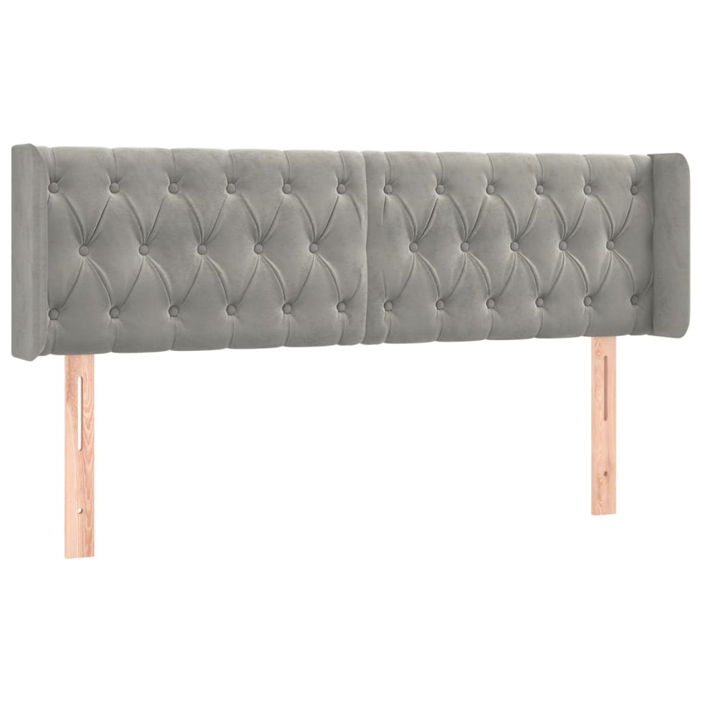 világosszürke bársony LED-es fejtámla 147 x 16 x 78/88 cm