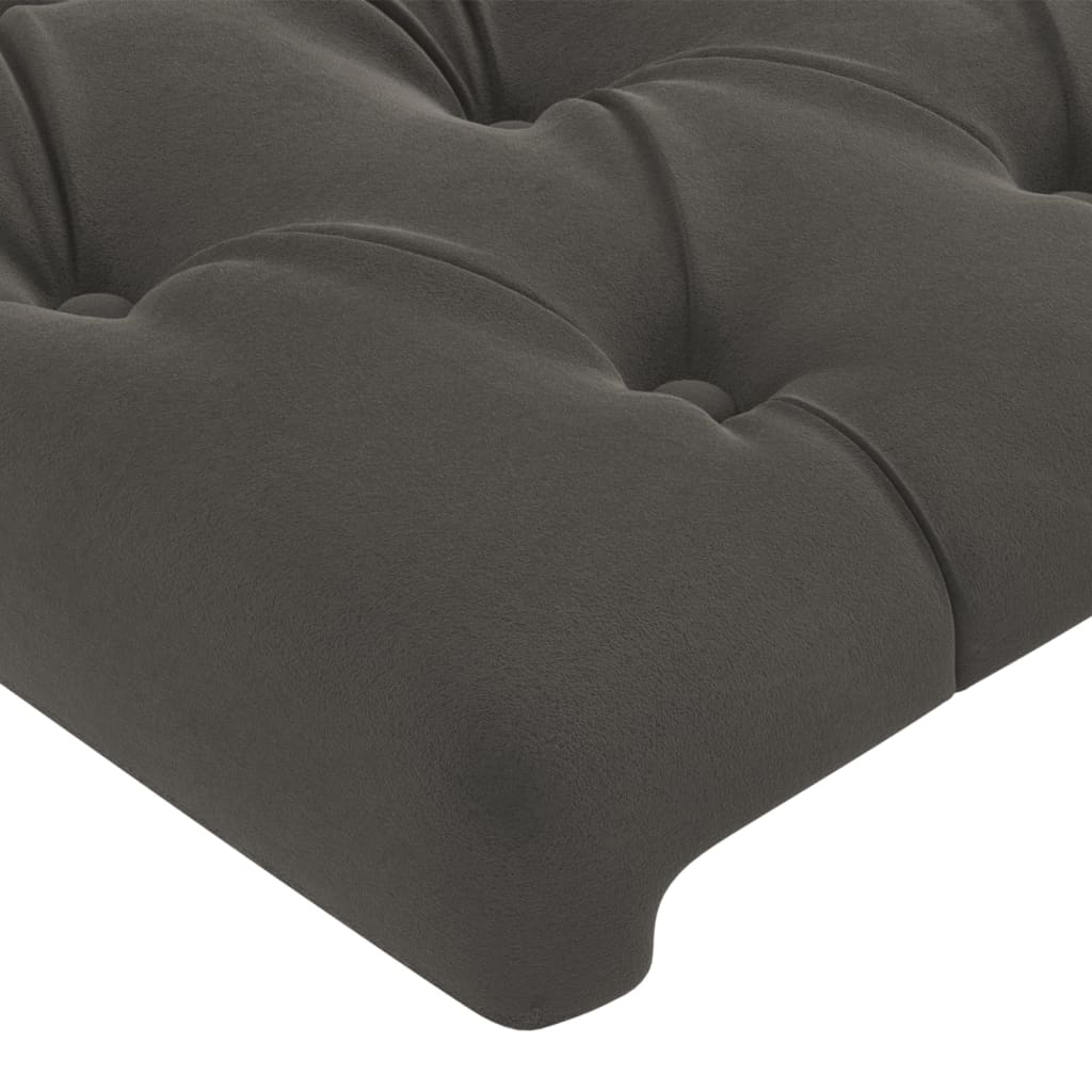 sötétszürke bársony LED-es fejtámla 147 x 16 x 78/88 cm