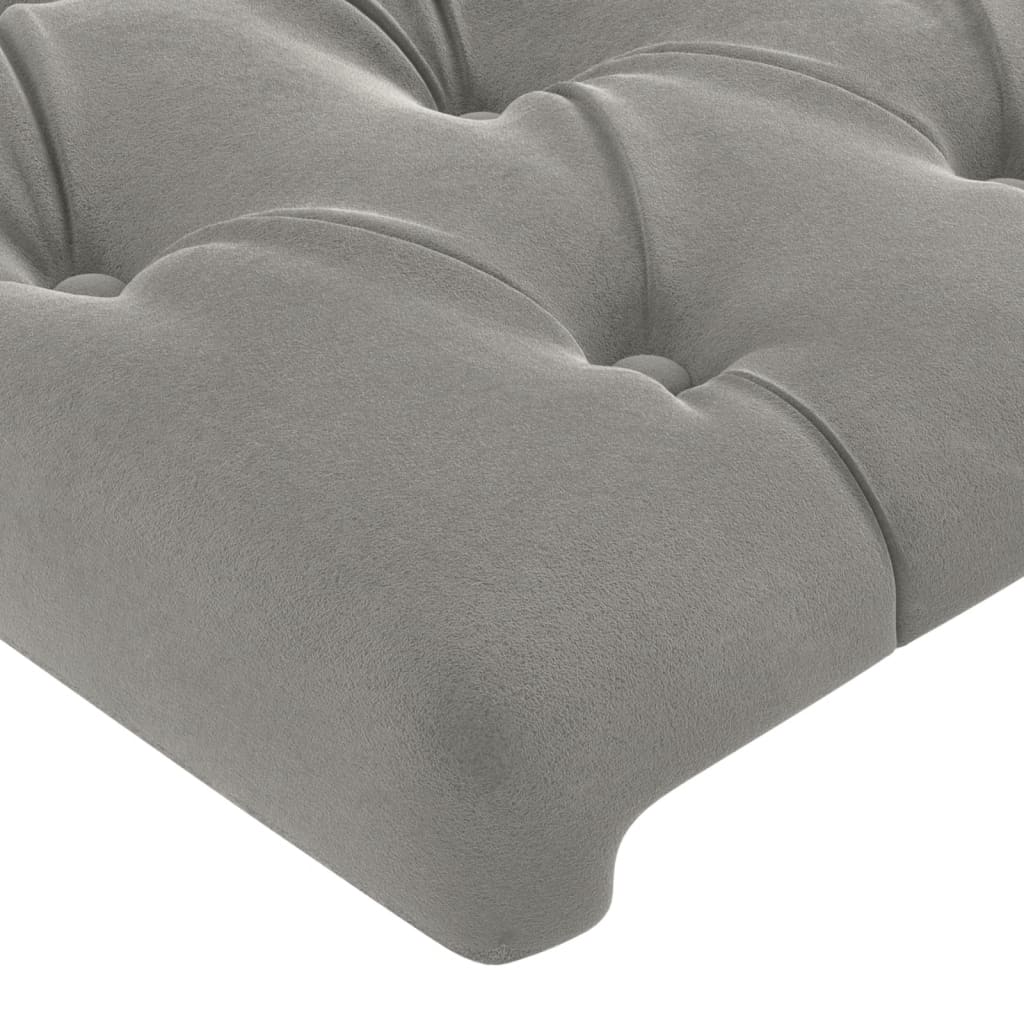 világosszürke bársony LED-es fejtámla 163 x 16 x 78/88 cm