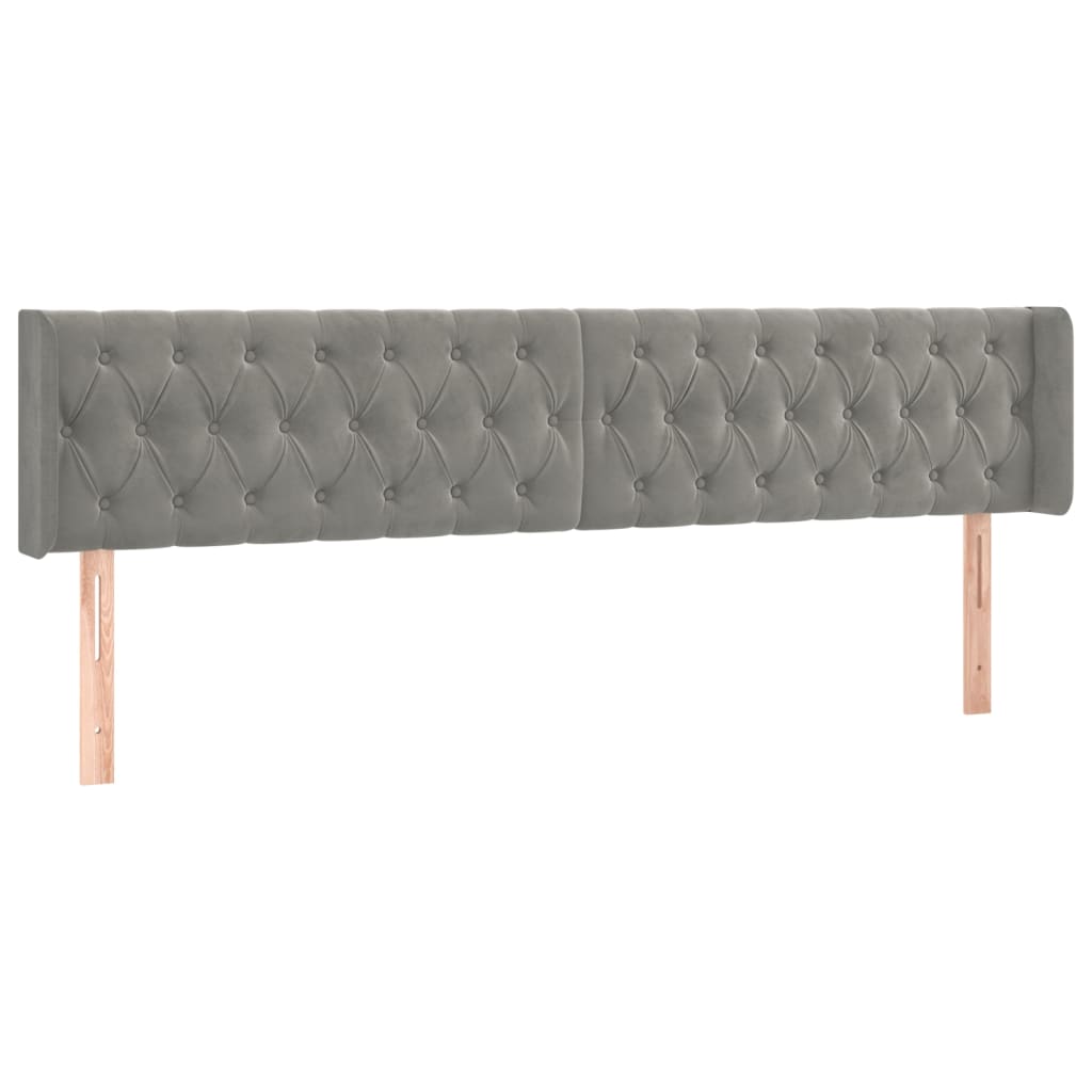 világosszürke bársony LED-es fejtámla 203 x 16 x 78/88 cm