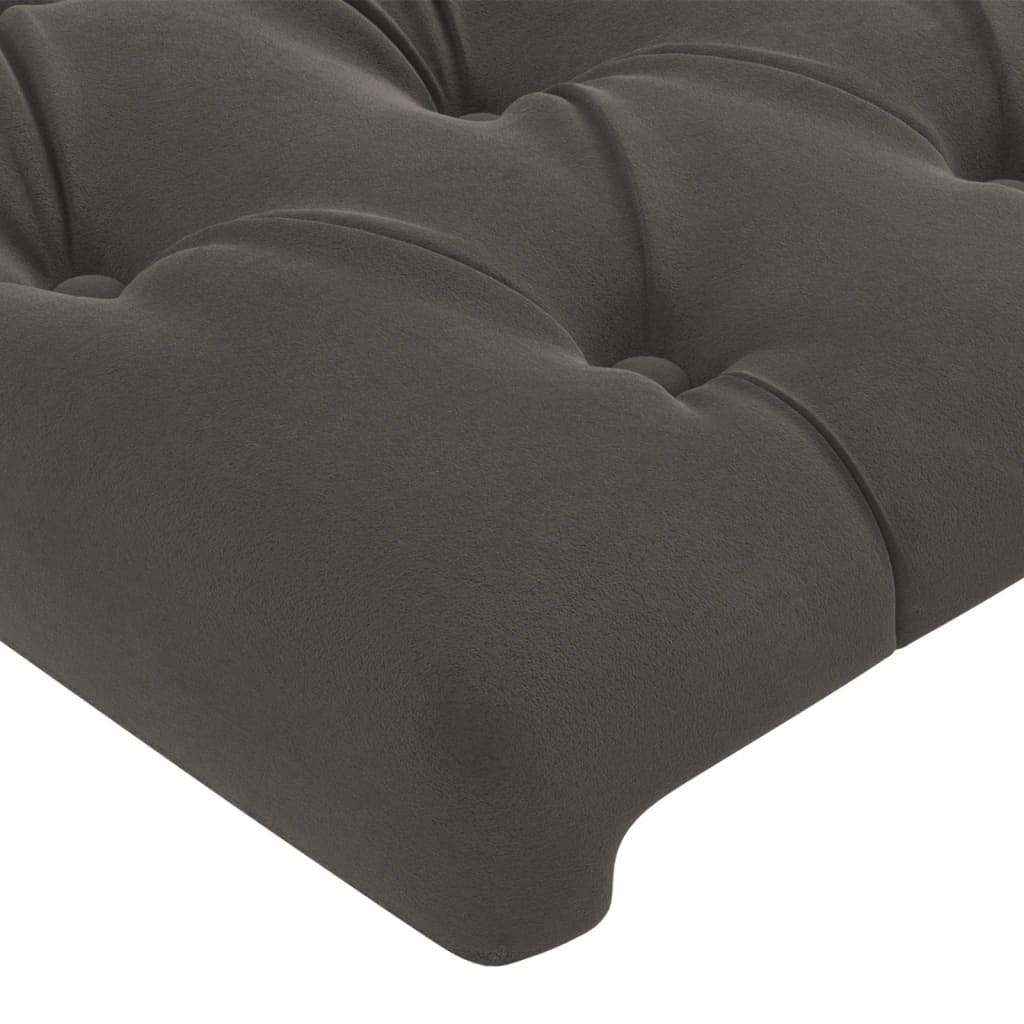 sötétszürke bársony LED-es fejtámla 203 x 16 x 78/88 cm