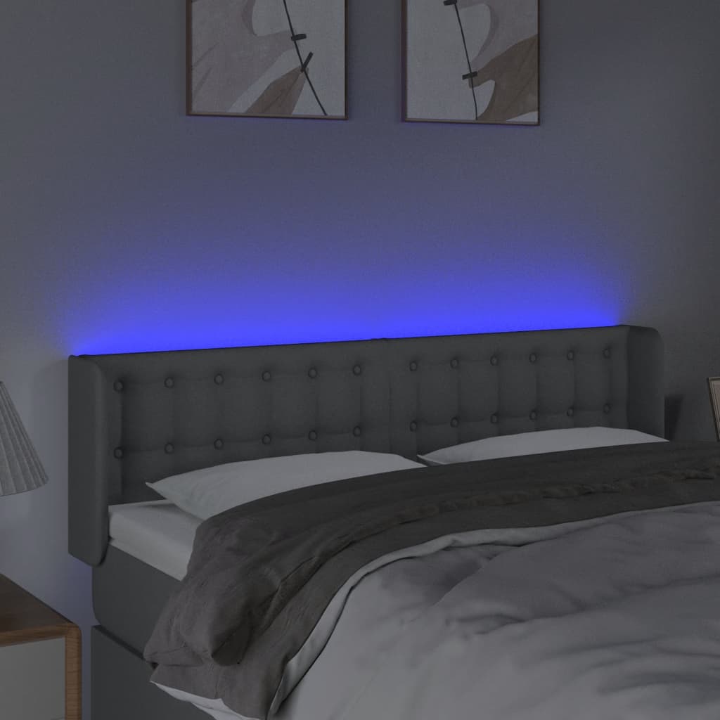 világosszürke szövet LED-es fejtámla 147 x 16 x 78/88 cm