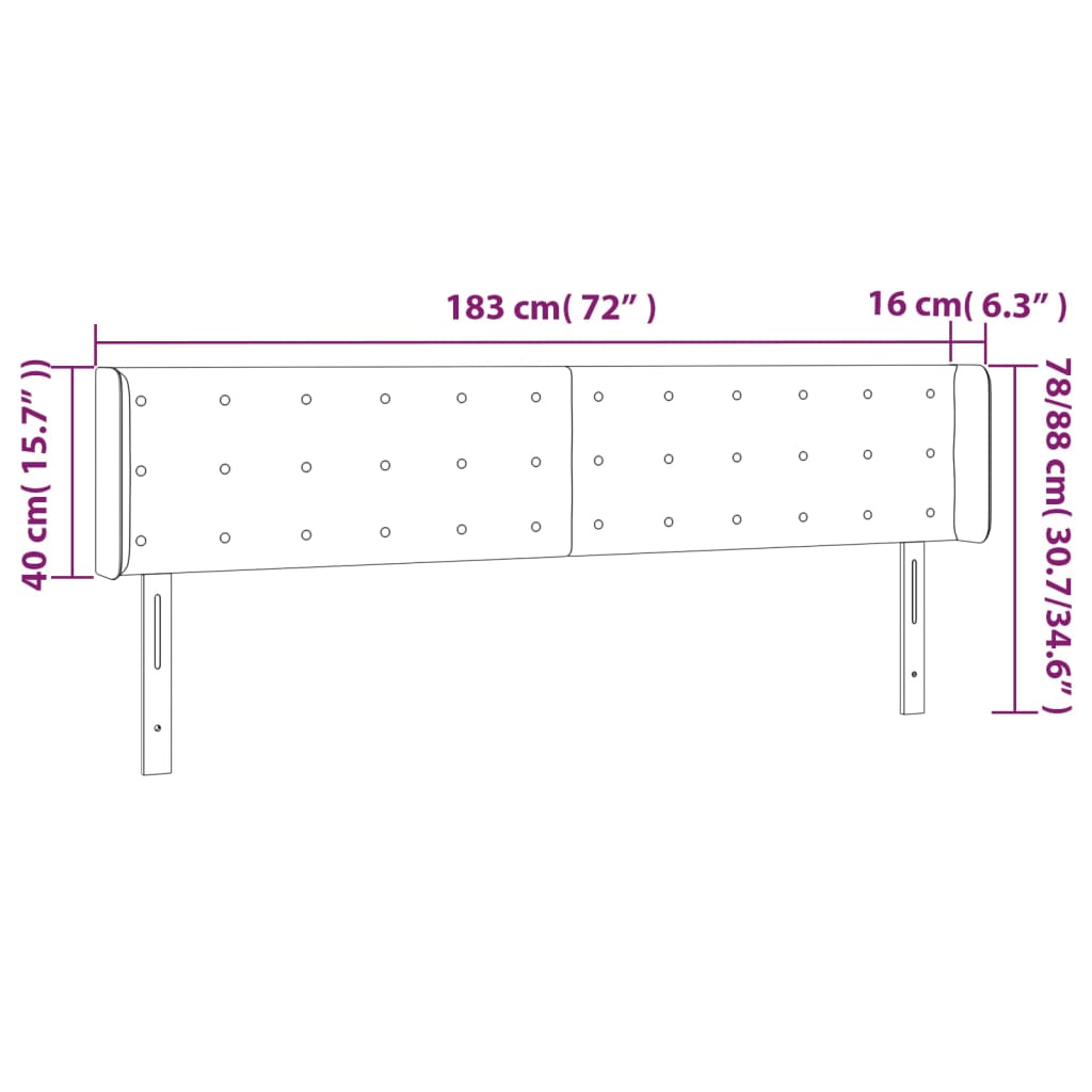 világosszürke szövet LED-es fejtámla 183 x 16 x 78/88 cm