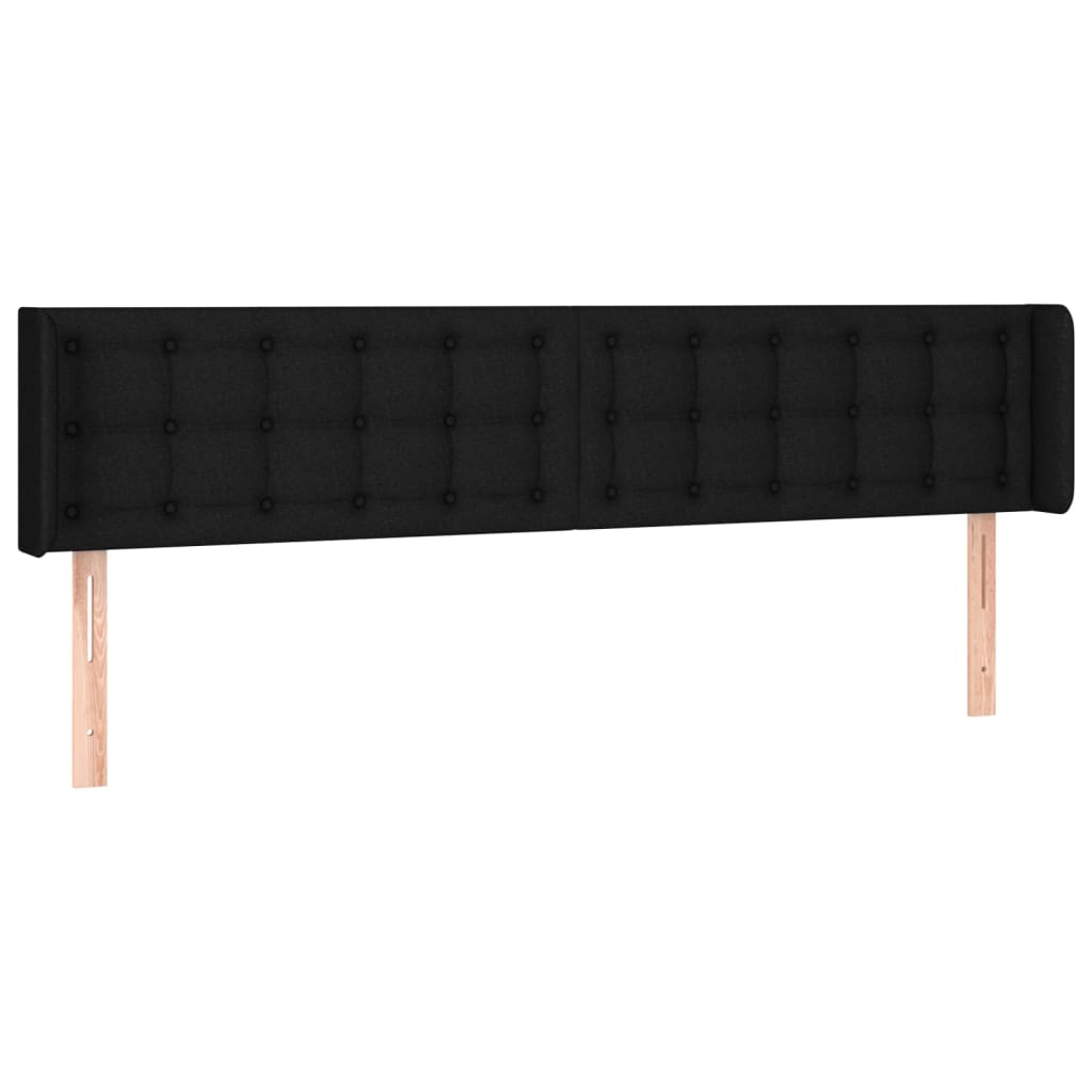 fekete szövet LED-es fejtámla 203 x 16 x 78/88 cm