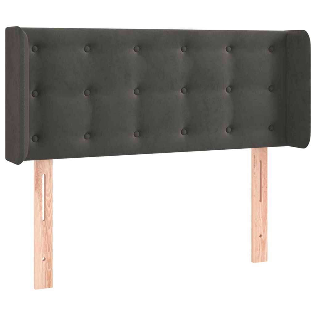 sötétszürke bársony LED-es fejtámla 93 x 16 x 78/88 cm