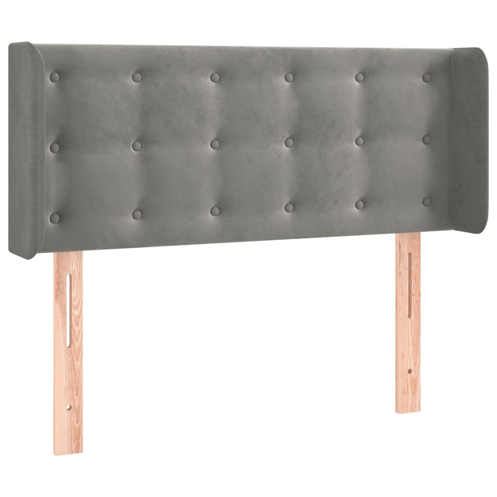 világosszürke bársony LED-es fejtámla 103 x 16 x 78/88 cm