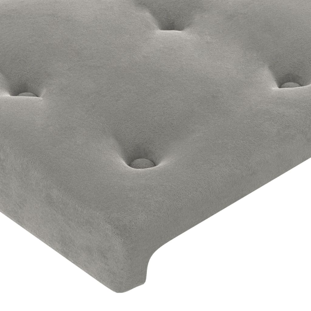 világosszürke bársony LED-es fejtámla 183 x 16 x 78/88 cm
