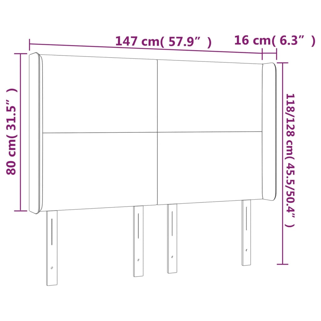 sötétszürke szövet LED-es fejtámla 147x16x118/128 cm