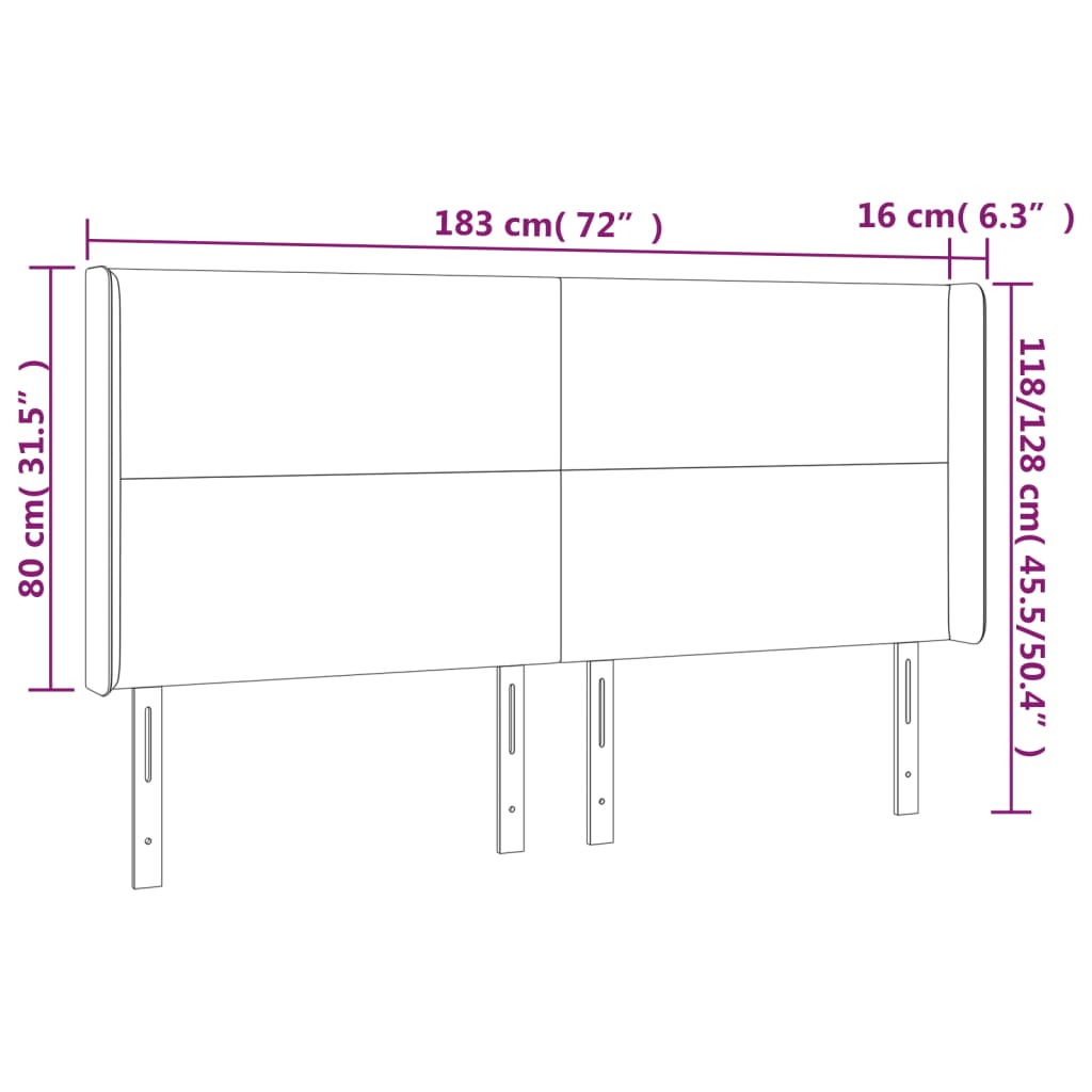 világosszürke szövet LED-es fejtámla 183x16x118/128 cm
