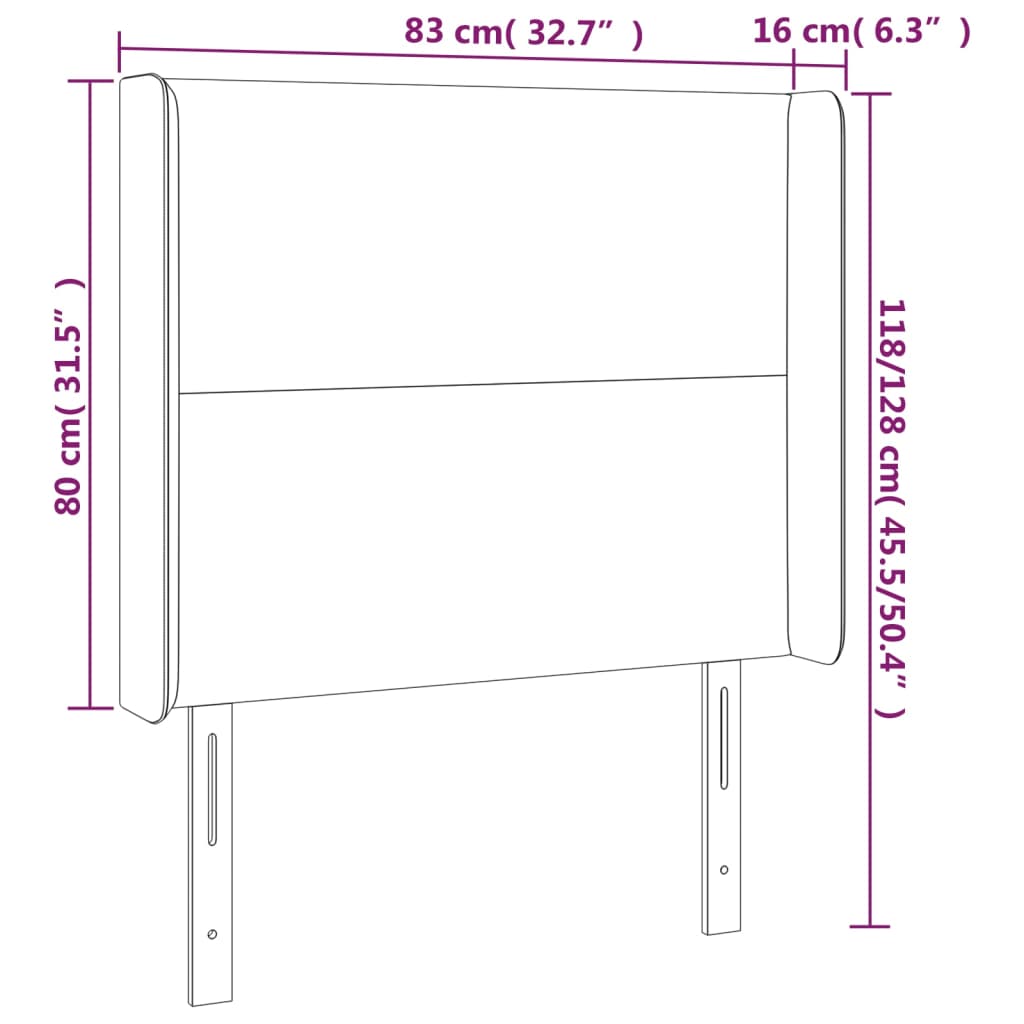 fekete műbőr LED-es fejtámla 83x16x118/128 cm