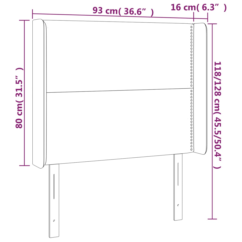 fekete műbőr LED-es fejtámla 93x16x118/128 cm