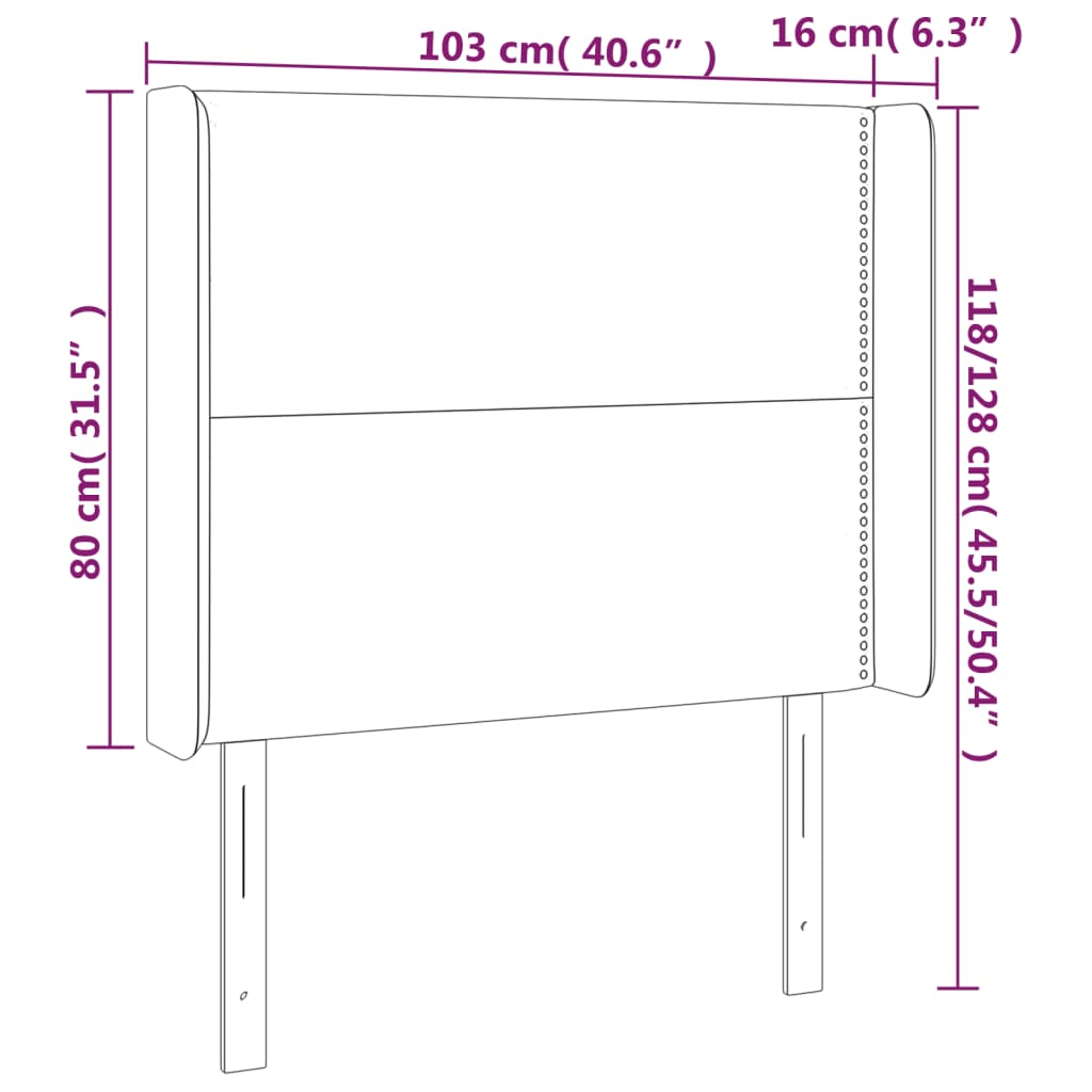 fekete műbőr LED-es fejtámla 103x16x118/128 cm