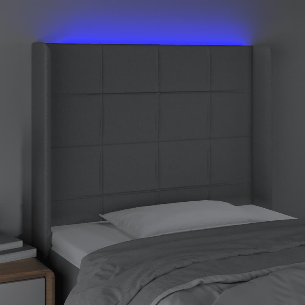 világosszürke szövet LED-es fejtámla 83x16x118/128 cm